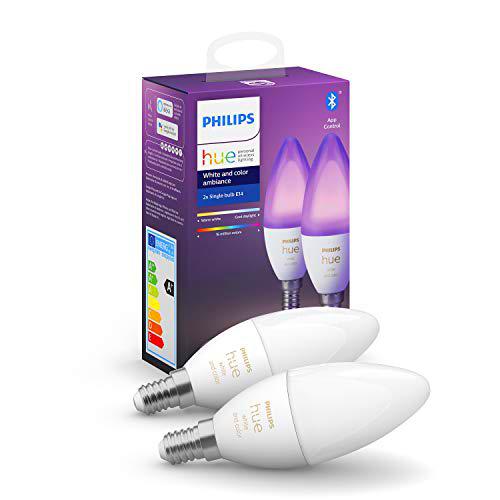 Philips Hue Bombilla Inteligente Vela LED E14, 5.2 W