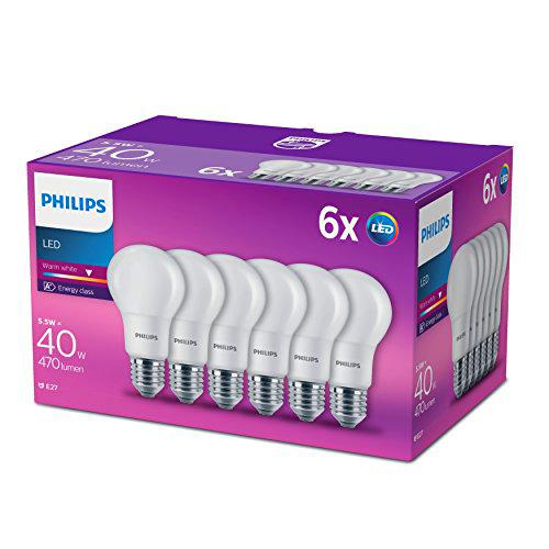 Philips - bombilla E27, rosca Edison, LED, 230 V - blanco cálido