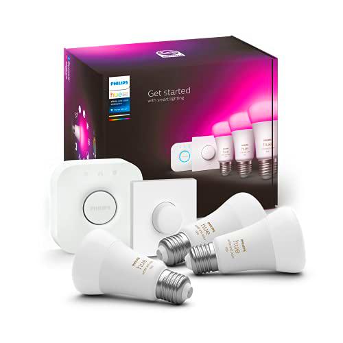 Philips Hue White &amp; Col. Amb. E27 - Juego de 3 bombillas de 800 lm y 75 W