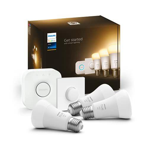 Philips Hue - Bombilla Inteligente, A60 E27, Luz cálida regulable, 10