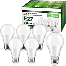 Bombilla LED E27, YLS 9W 800 lúmenes Bombilla LED E27