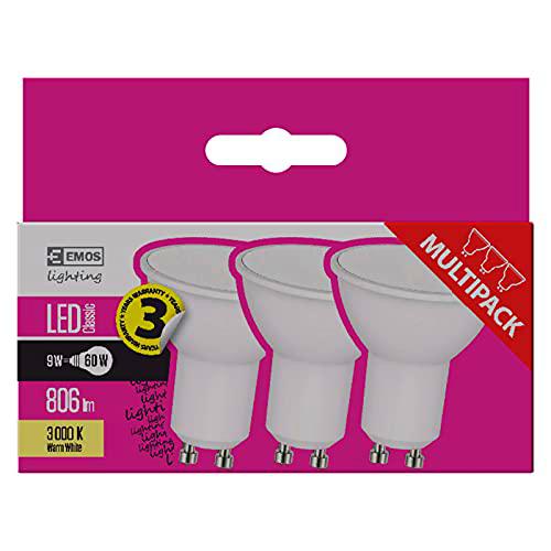 EMOS Juego de 3 bombillas LED MR16, 9 W, repuesto para bombilla halógena de 60 W