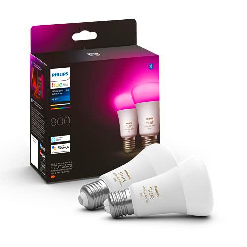 Philips Hue Pack de 2 Bombillas Inteligentes LED E27