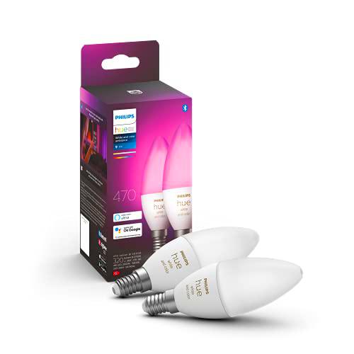 Philips Hue Bombilla Inteligente Vela LED E14, 52 W