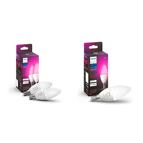 Philips Hue Bombilla Inteligente Vela LED E14, 52 W