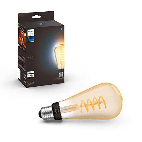 Philips Hue - Bombilla Inteligente de Filamento, ST72 E27