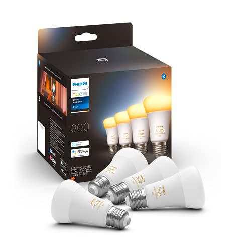 Philips Hue - Bombilla Inteligente, A60 E27, Luz Blanca de Cálida a Fría, 8