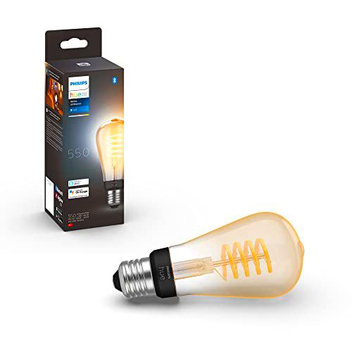 Philips Hue - Bombilla Inteligente de Filamento, ST64 E27