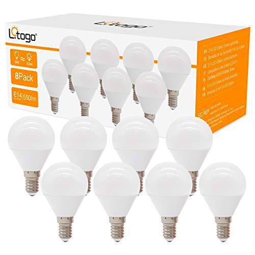 Litogo Bombilla LED E14, G45 6W(equivalente a 50W) Bombillas Bajo Consumo