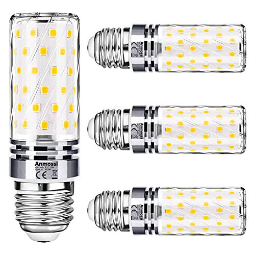 Anmossi Bombillas LED E27 3000K,12W LED maíz Bombilla equivalente a 100W Incandescente Bombilla,Blanco Cálido,1200Lm,No regulable,Edison Tornillo Bombillas,4 unidades