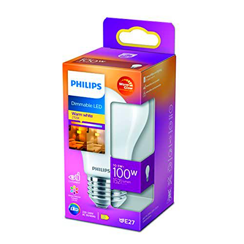 Philips LED - Bombilla LED Clásica, A60 E27, Luz Blanca Cálida Regulable, 100W