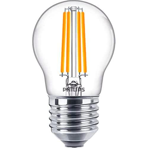 Philips LED Classic Bombilla, 60 W, E27, P45, Transparente