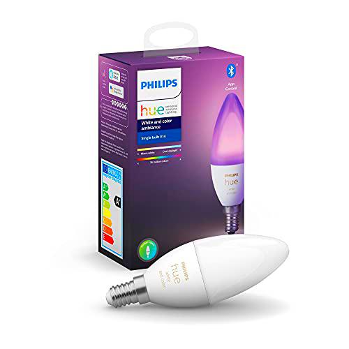 Philips Hue Bombilla Inteligente Vela LED E14, 5.2 W