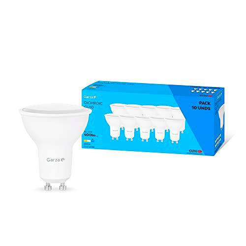 Garza - Pack de 10 Bombillas LED Dicroica GU10, 5W (equivalente a 40W de incandescencia)