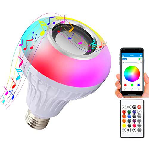 Bombilla Bluetooth Altavoz, Colbor Bombilla LED E27 RGB con Mando a Distancia con Remote Control Wifi 12W 1200LM Música Sync Luces para Disco Fiesta KTV LED-Light-Bulb-RGB- Bluetooth