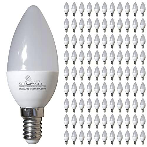 LED ATOMANT Pack 100x Bombilla LED E14 Vela C30 7W