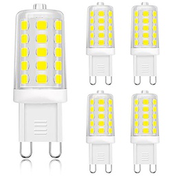 Anmossi Bombilla LED G9,Blanco Frio 6000K,400Lm,Bombillas LED 4W Equivalente Bombilla HalóGena 40W,AC 220-240V,Sin Parpadeo,No Regulable, Pack de 5