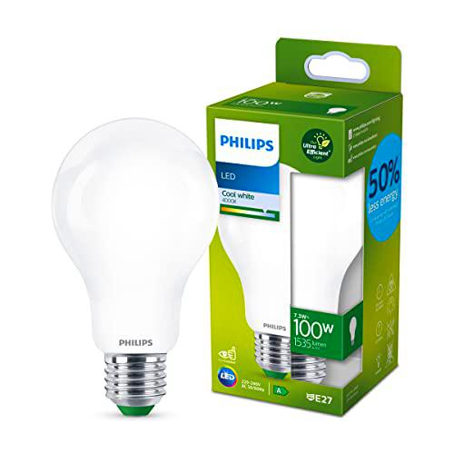 Philips Bombilla LED (A+), Casquillo E27, 7.3W, Luz Fría (4000K)