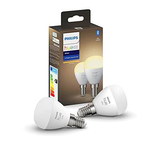 Philips Hue Pack de 2 Bombillas inteligentes LED esférica E14 (5.2 W