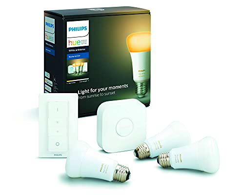 Philips Hue White Ambiance Starter Set 3 x E27 LED lámpara BT + Bridge + Dimmschalter