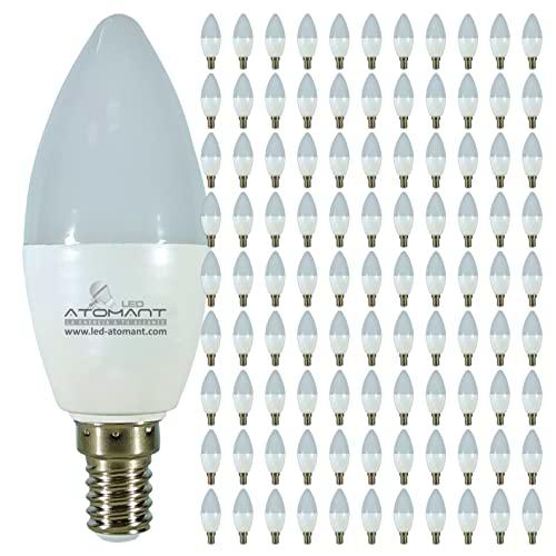 LED ATOMANT Pack 100x Bombilla LED E14 Vela C37 9W