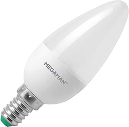 MEGAMAN | BOMBILLA VELA LED E14 | ESCALA 100-60 - 20% | 6W=40W| 470LM | 4000K | A+ | REF MM05209 (X10)