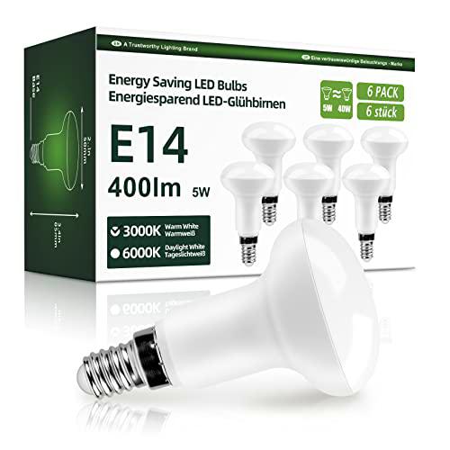 OGADA Bombilla LED R50, E14 casquillo Luz, Blanca Cálida 3000K