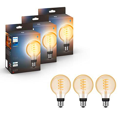 Philips Hue - Pack de 3 Bombillas Inteligentes de Filamento