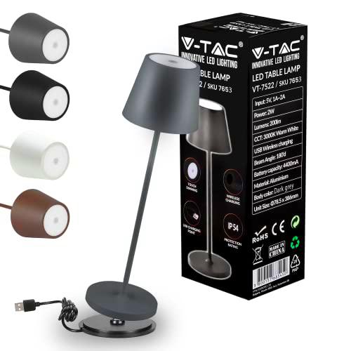 V-TAC Lámpara de Mesa Inalámbrica LED Regulable con Controles Táctiles