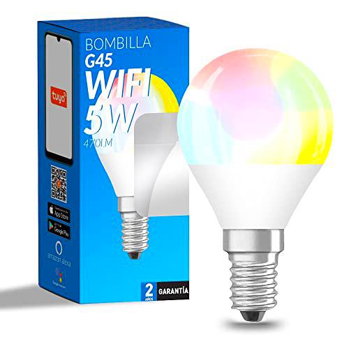 M Ledme - Bombilla LED Inteligente WiFi E14 G45, sin necesidad de Hub