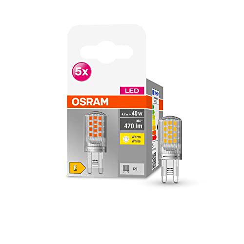 OSRAM Lámpara LED Star PIN, G9 base, vidrio transparente ,Blanco cálido (2700K)