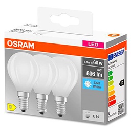 OSRAM Lámpara de filamento de estrella, E14 base, vidrio esmerilado ,Blanco frío (4000K)