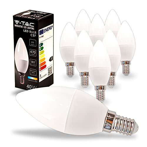 V-TAC 10x Bombillas LED Vela E14 - 4,5W (Equivalente a 40W)