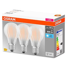 OSRAM LED Classic A60, lámparas LED de filamento esmerilado de vidrio para E27