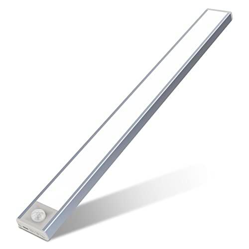 OUSFOT 40cm Luz Armario, 164 LEDs Armario con Sensor Movimiento Atenuación Continua Blanco Frío USB Recargable 3 Modos Ajustable para Garaje Cocina Almacén Escalera Pasillo