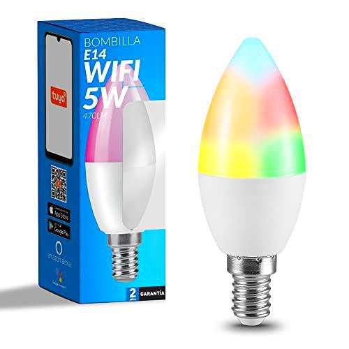 M Ledme - Bombilla LED Inteligente WiFi E14 Vela, sin necesidad de Hub