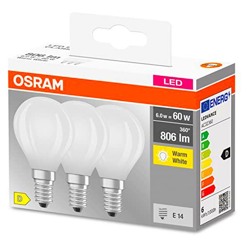 OSRAM Lámpara de filamento de estrella, E14 base, vidrio esmerilado ,Blanco cálido (2700K)