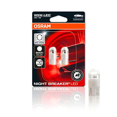 OSRAM NIGHT BREAKER LED W5W - CARSPECIFIC, 6.000K, primera lámpara de repuesto LED W5W legal para uso en la vía pública