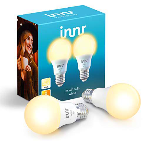 Innr WiFi E27 Bombilla LED conectada, Blanca, Compatible con Alexa &amp; Hey Google (no puente requerido) Intensidad Regulable