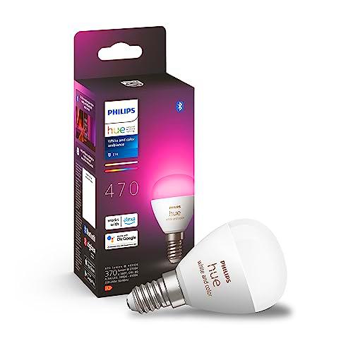 Philips Hue - Bombilla LED inteligente Esférica, casquillo E14