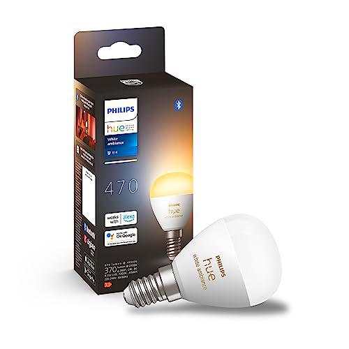 Philips Hue - Bombilla LED inteligente Esférica, casquillo E14