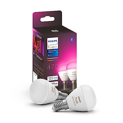 Philips Hue - Bombilla LED inteligente Esférica, casquillo E14