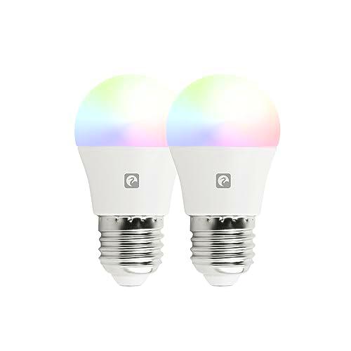 Garza Smarthome - Pack 2 Bombilla LED Inteligente Wifi Esférica G45 E27 5W (40W de Equivalencia) RGB+CCT