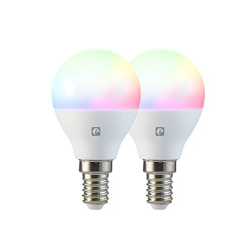 Garza Smarthome - Pack 2 Bombilla LED Inteligente Wifi Esférica G45 E14 5W (40W de Equivalencia) RGB+CCT