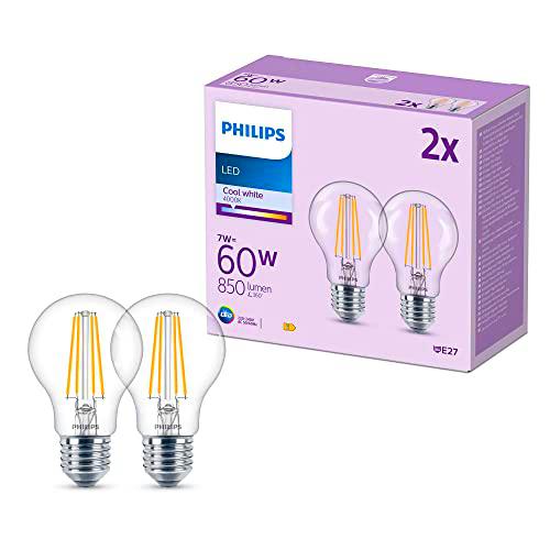 Philips - Bombilla LED clásica transparente 7W (Eq