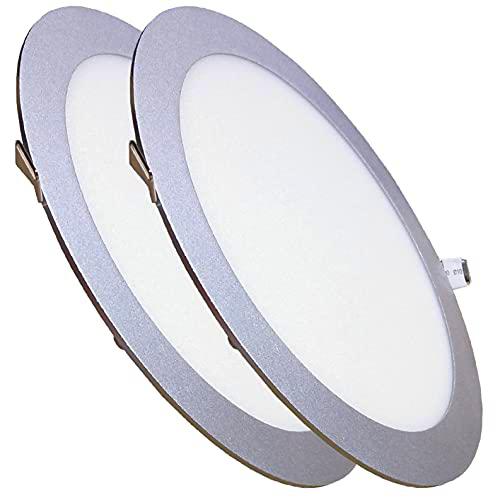 Pack 2x Panel LED Redondo 24W plano, Corte 280mm, Marco plata