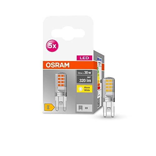 OSRAM Lámpara LED Star PIN, G9 base, vidrio transparente ,Blanco cálido (2700K)