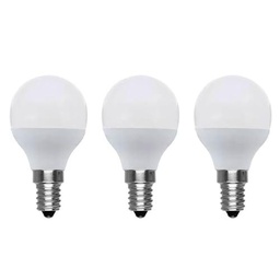 PRENDELUZ Kit de 3 bombillas esféricas, bombillas led E14 5W 6400K luz fría Ø4,5x8cm