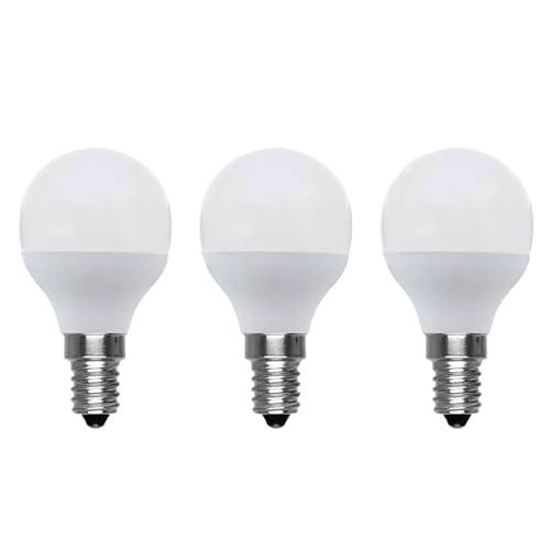 PRENDELUZ Kit de 3 bombillas esféricas, bombillas led E14 5W 6400K luz fría Ø4,5x8cm