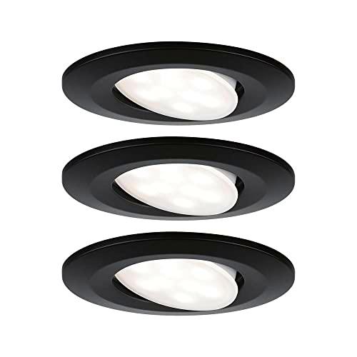 Paulmann 99991 Foco empotrable LED Calla redondo juego de 3 3x6W IP65 blanco neutro foco empotrable negro mate focos orientables plástico lámpara empotrable 4000K